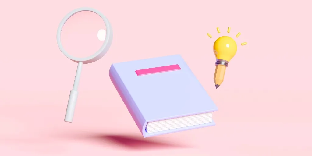 虫眼鏡・本・電球・ペン