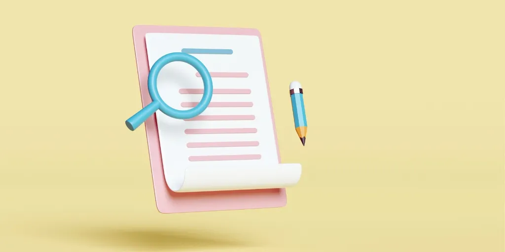 虫眼鏡・書類・ペン